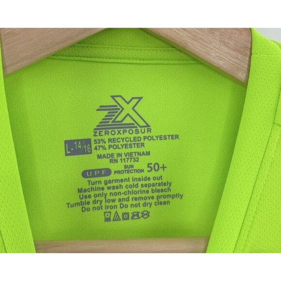 NWT ZeroXposur Boys Rash Guard Swim Shirt NWT UPF 50 Neon Size L 14/16 - Picture 5 of 9